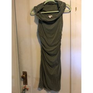 James Perse ruched cotton cowl neck dress